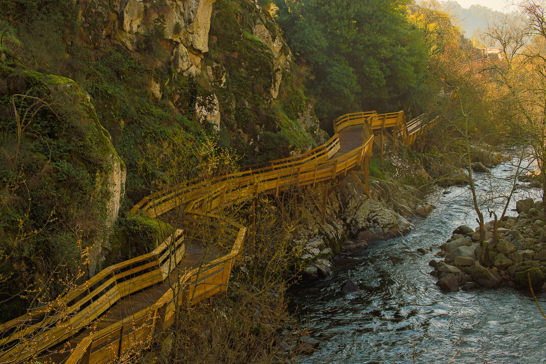 Passadiços do Corgo oferecem um percurso cénico junto ao rio, perto de Vila Real
