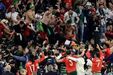 Alegria e festa dos jogadores e adeptos de Marrocos
