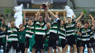 Jogadores do Sporting festejam a conquista da Taça de Portugal de andebol