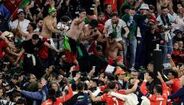 Alegria e festa dos jogadores e adeptos de Marrocos