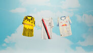 Equipamentos de futebol do Borussia Dortmund, Manchester City e RB Leipzig pendurados