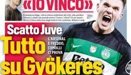 Gyökeres na primeira página do Corriere dello Sport