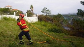 Bombeiro a combater incêndio