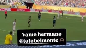 Maxi Araújo apoia Belmonte no jogo Boca Juniors-Benfica em Miami