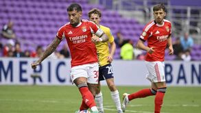 Jogadores do Benfica em campo durante um jogo