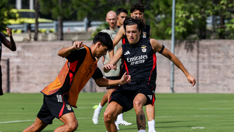 Álvaro Carreras durante l'allenamento del Benfica negli Stati Uniti
