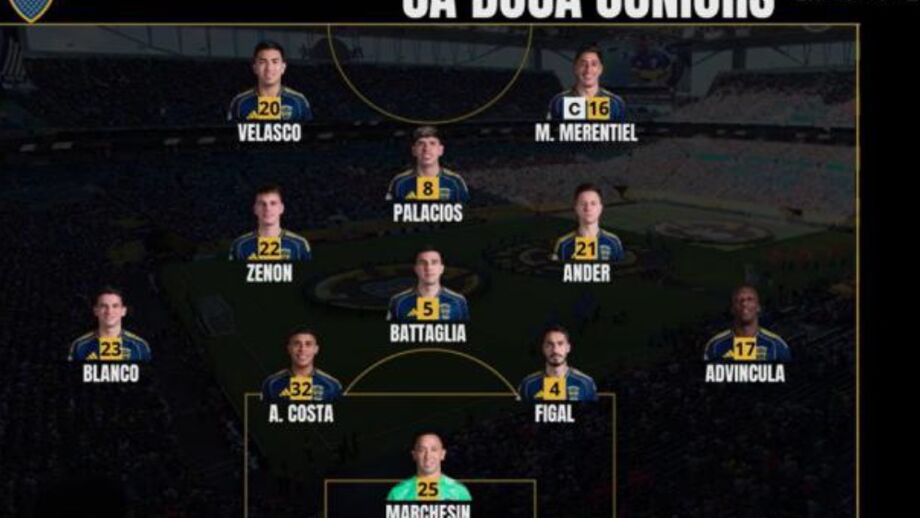 O onze do Boca Juniors frente ao Benfica