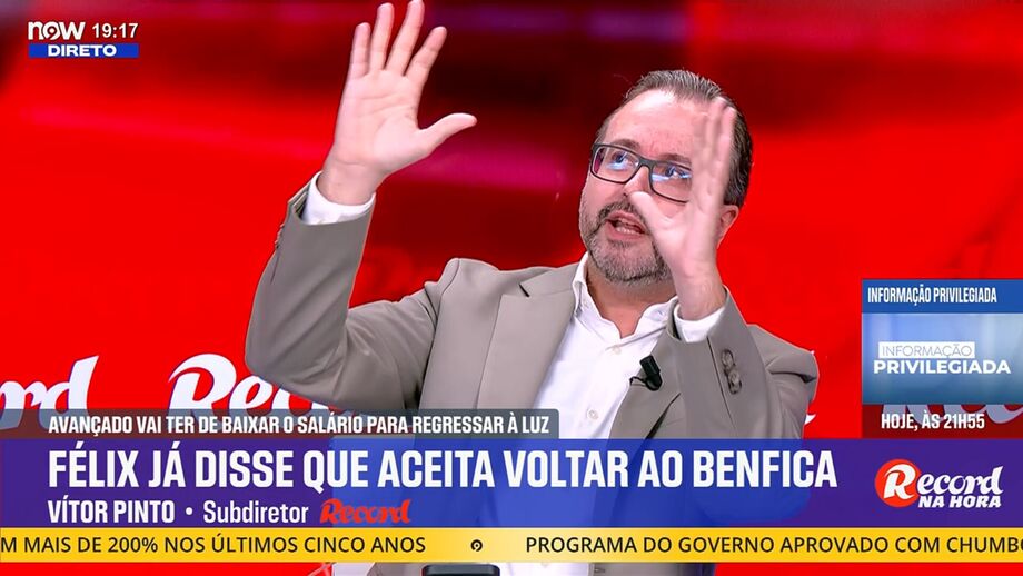 Vítor Pinto, subdiretor de Record, faz as contas da transferência do avançado para o Benfica