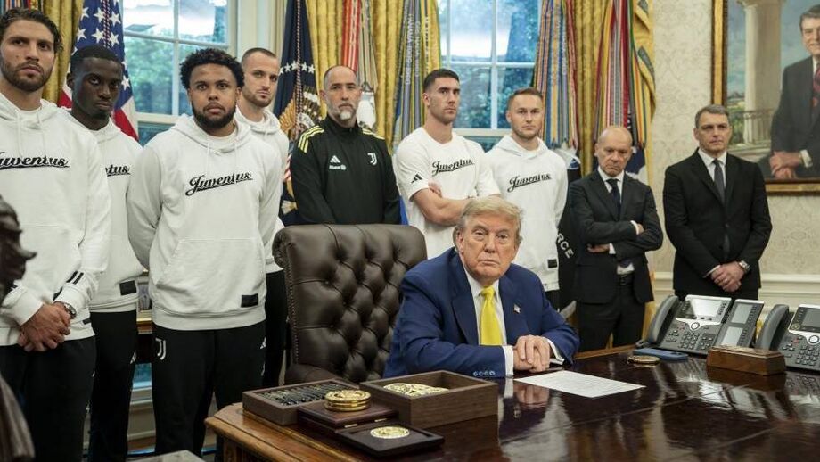 Plantel da Juventus com Donald Trump