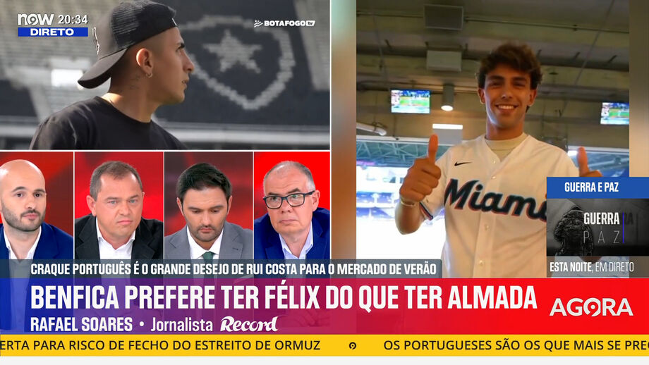 Luís Pedro Sousa, Vítor Almeida Gonçalves e Rafael Soares em declarações no programa 'Record na Hora' no Now