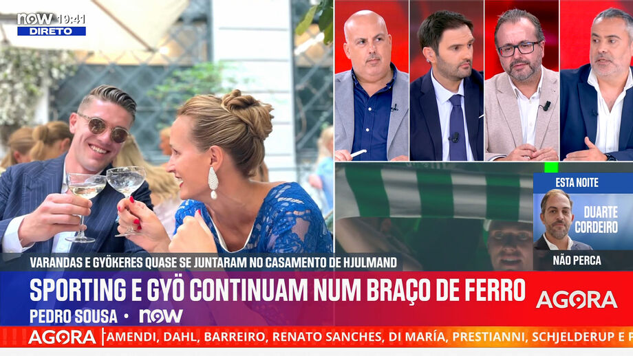 Sérgio Krithinas, diretor executivo de Record, e Pedro Sousa, comentador do Now, em debate no programa 'Record na Hora'