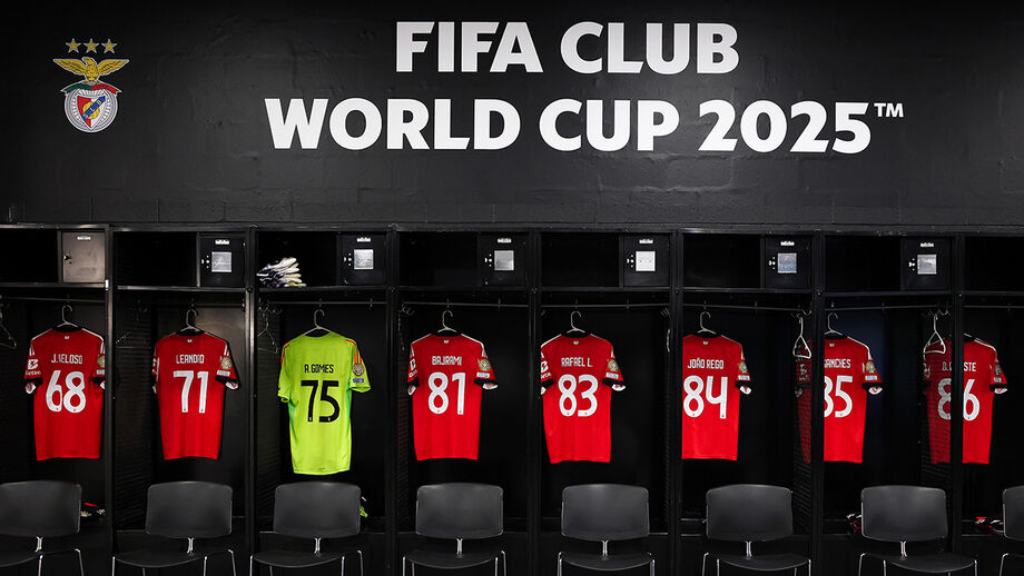 O balneário do Benfica antes do jogo com o Chelsea