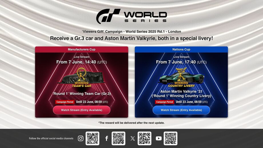 Recebe um carro Gr.3 e um Aston Martin Valkyrie, ambos com pintura especial!
