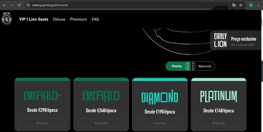 Sporting esgota bilhetes de época 'Lion Seats' para o Estádio José Alvalade