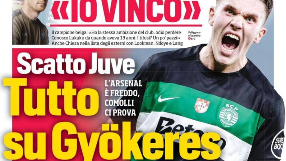 Gyökeres na primeira página do Corriere dello Sport
