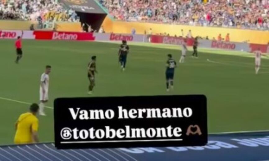 Maxi Araújo apoia Belmonte no jogo Boca Juniors-Benfica em Miami