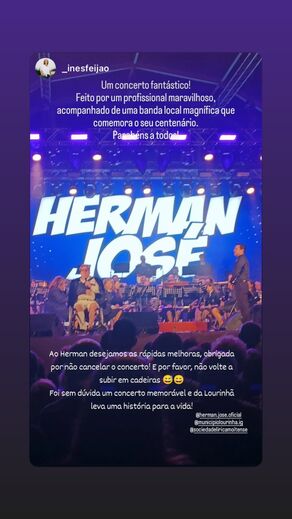 Herman José recebe votos de melhoras após concerto memorável na Lourinhã.
