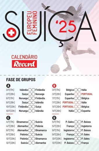 Europeu Feminino: calendário com jogos de Portugal