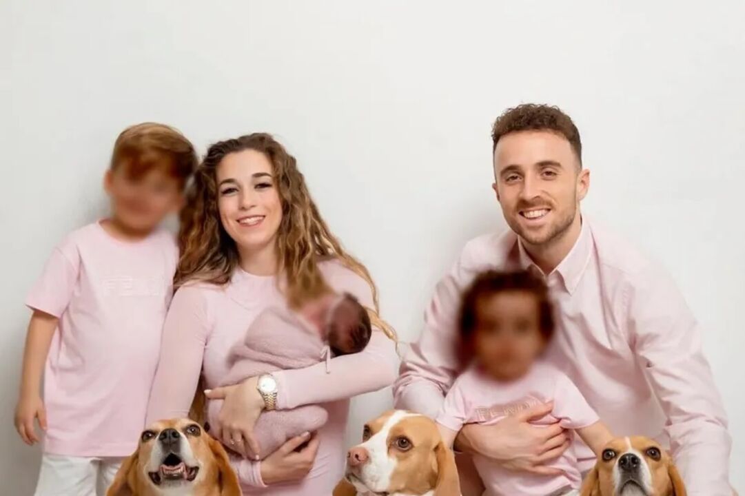 Diogo Jota e Rute Cardoso com os filhos