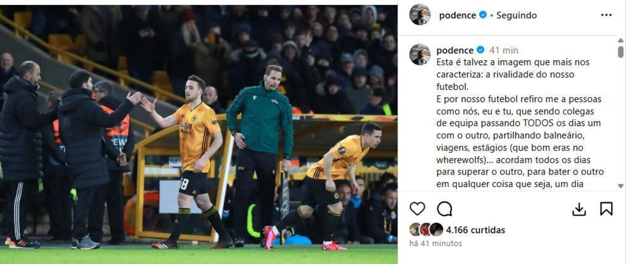 Podence destaca rivalidade e união no futebol, referindo-se a colegas de equipa