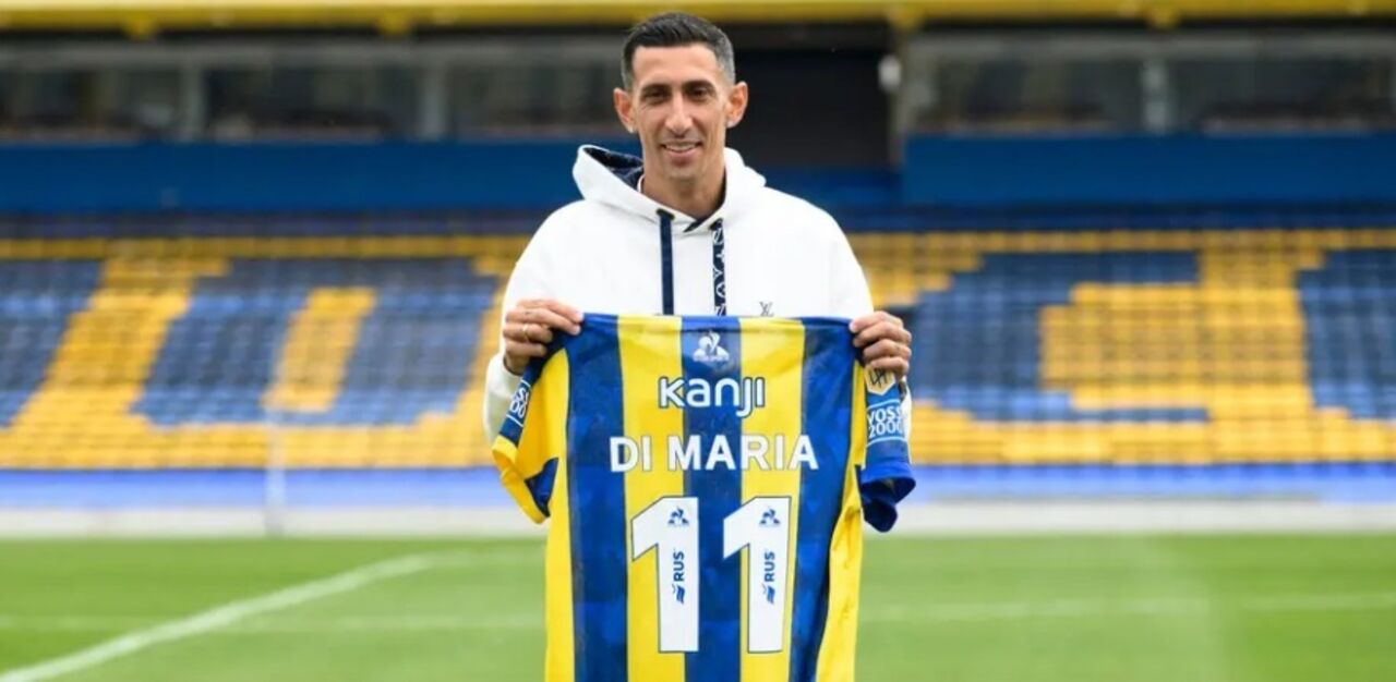 Di Maria posa com a camisola do Rosario Central