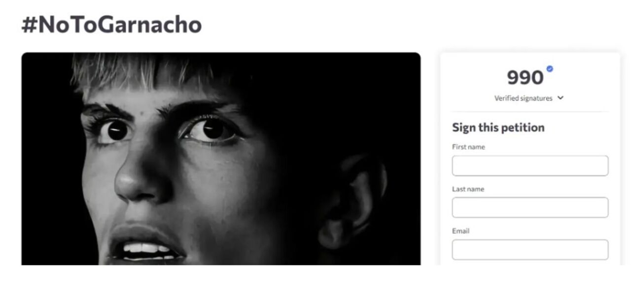 Petição online contra a contratação de Garnacho pelo Chelsea ganha força