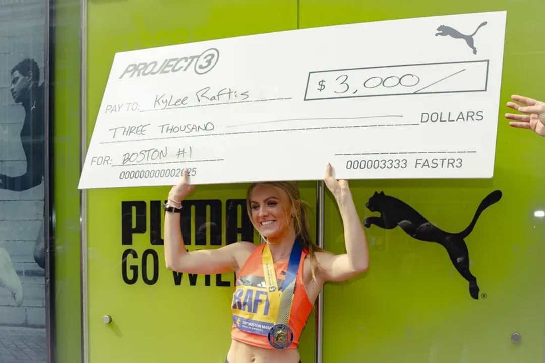 Kylee Raftis recebe 3.000 dólares no Project3 pela Maratona de Boston