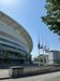 Bandeiras junto ao Estádio do Dragão a meia-haste em homenagem a Diogo Jota e ao irmão