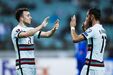 Diogo Jota e Bruno Fernandes ao serviço da Seleção 