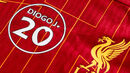 Camisola do Liverpool com o número 20 e o nome de Diogo Jota