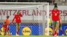 Desalento das jogadoras portuguesas após golo sofrido