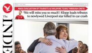 A capa do 'The Independent' - Klopp 'lidera' tributos a Diogo Jota, estrela do Liverpool que morreu num acidente de viação