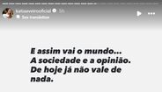 Publicação de Kátia Aveiro no Instagram