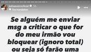 Publicação de Kátia Aveiro no Instagram