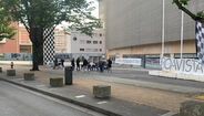 Adeptos do Boavista protestam por explicações junto ao estádio do Bessa.
