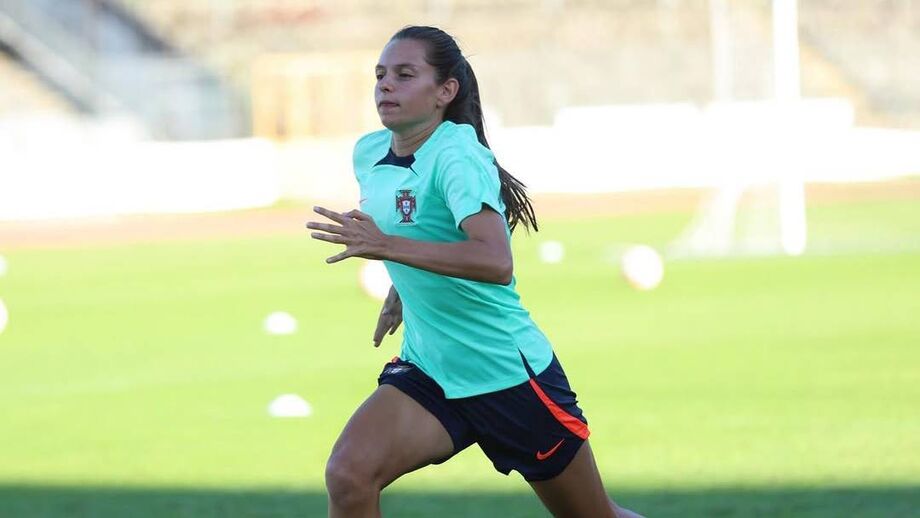 Andreia Faria num treino da Seleção