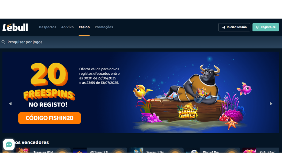 Lebull oferece 20 jogadas grátis com o código FISHIN20 até 13 de julho