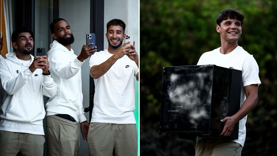 Momento de boa disposição no arranque do estágio de pré-época do Sporting