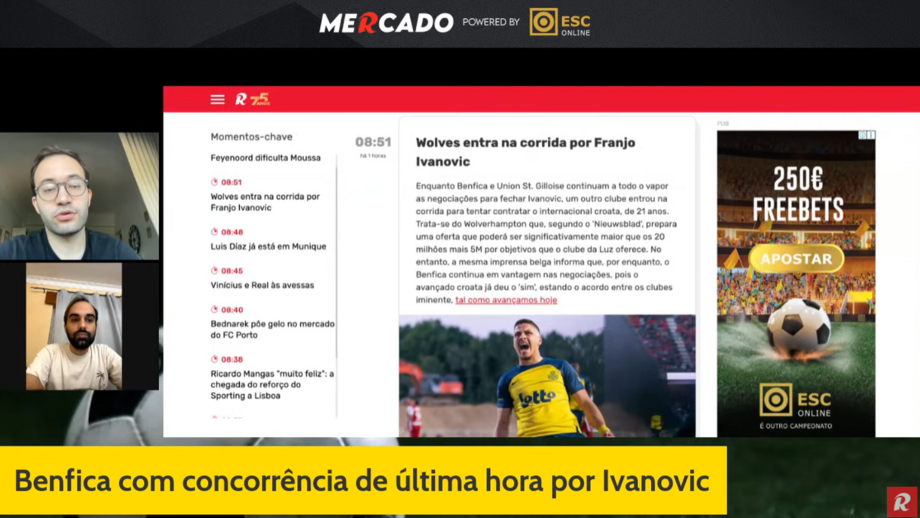 As novidades que marcam a janela de transferências esta manhã