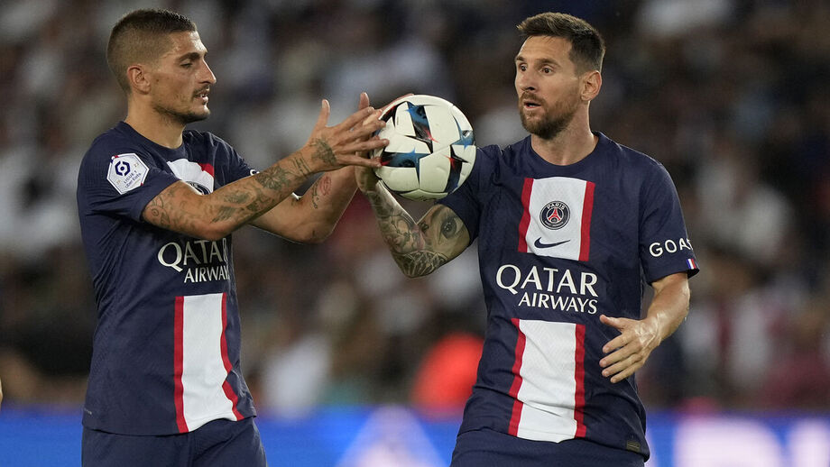 Marco Verratti e Lionel Messi, em 2022