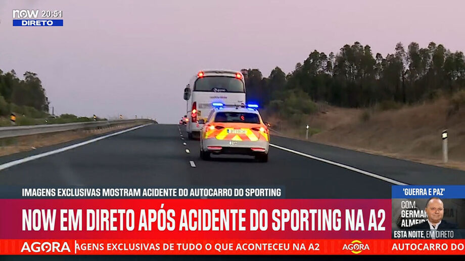 O momento em que a equipa do Sporting retomou a viagem para o Algarve com novo autocarro