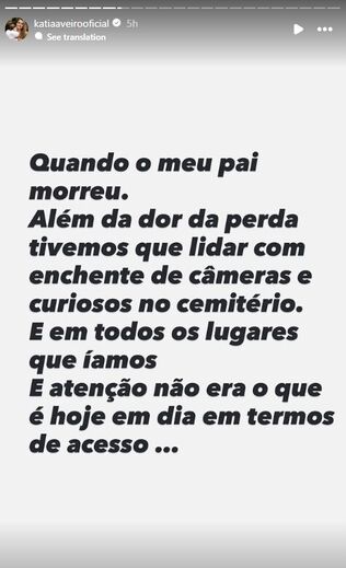 Publicação de Kátia Aveiro no Instagram