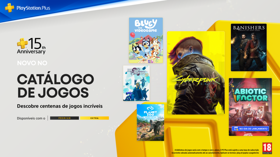 Catálogo de jogos PlayStation Plus com Cyberpunk 2077 e outros títulos