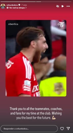 Kökçü agradece a equipa, treinadores e adeptos do Benfica