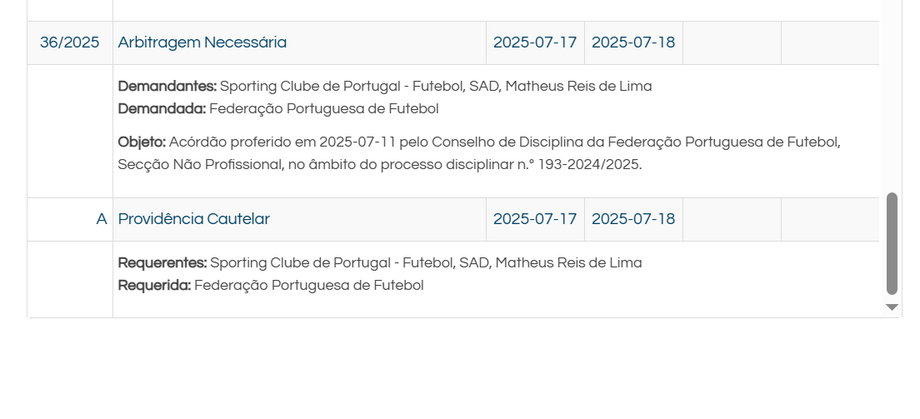 O recurso apresentado no site do TAD