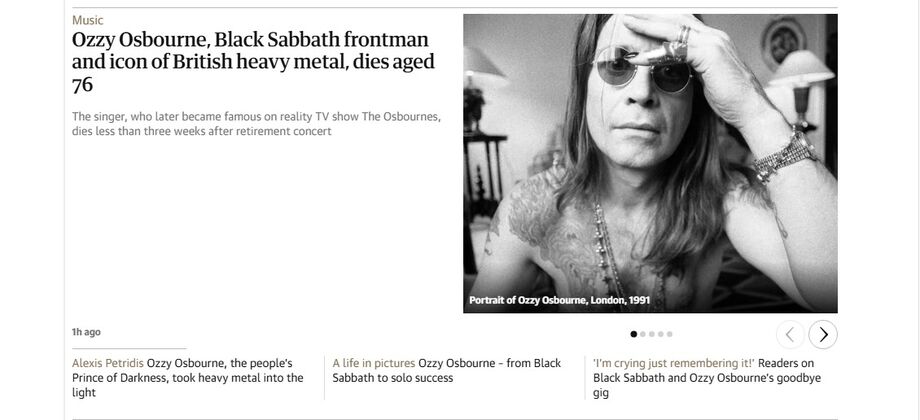 Morreu Ozzy Osbourne, vocalista dos Black Sabbath
