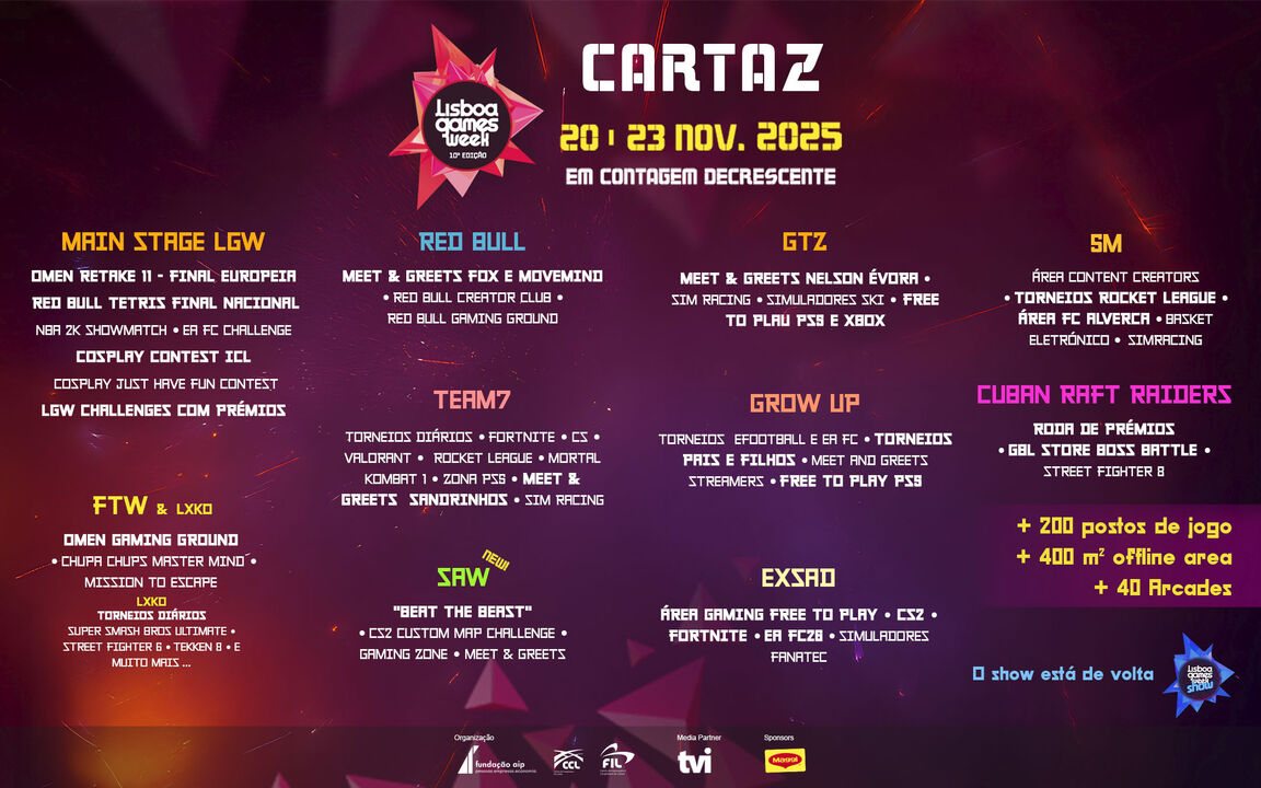 Lisboa Games Week está de volta à FIL, de 20 a 23 de novembro, com muitas novidades