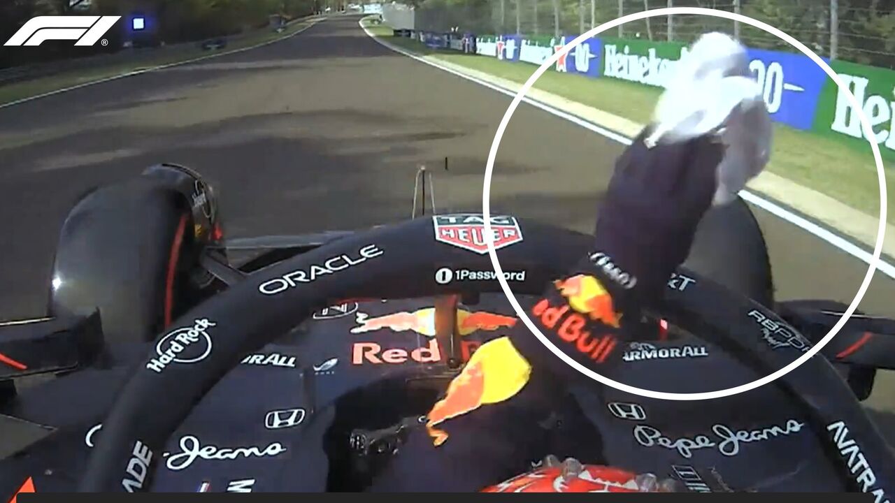 Verstappen atira toalha para a pista durante treinos livres na Hungria