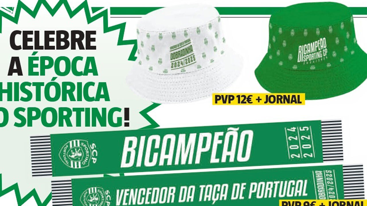 Cachecol e panamá reversível do Sporting bicampeão e dobradinha