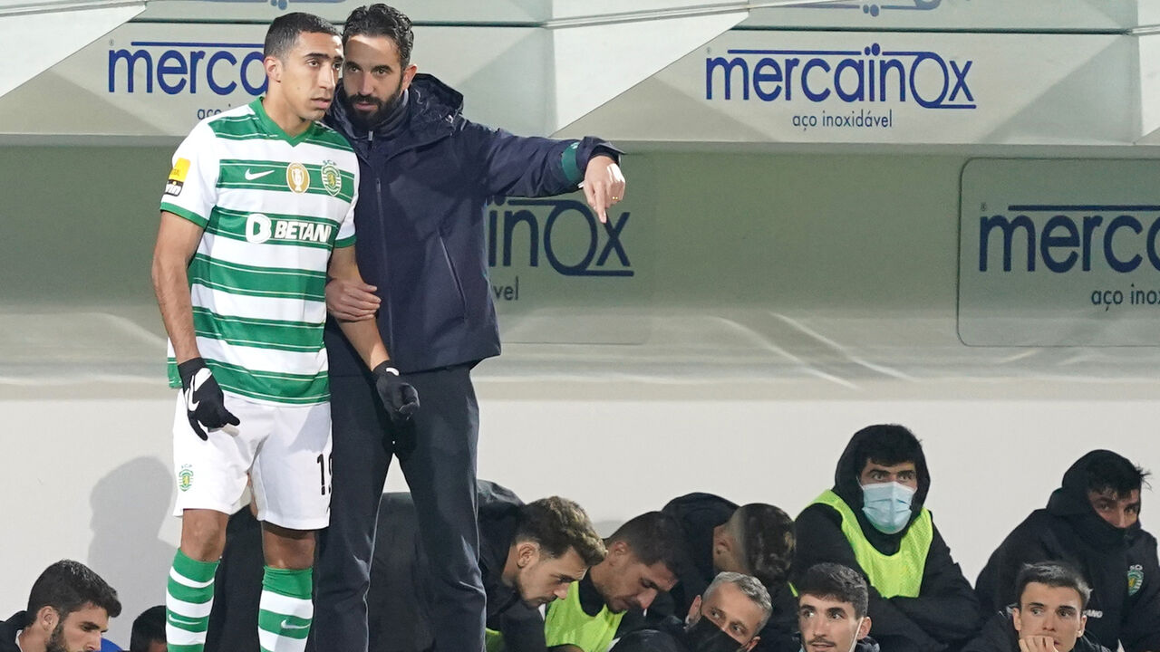 Tiago Tomás com Ruben Amorim no Sporting